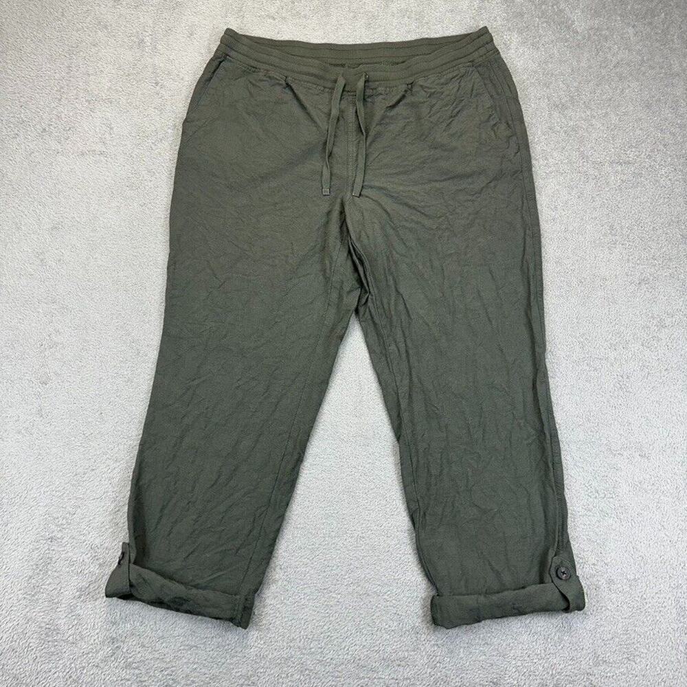 Olive Drawstring Crop Pants - Women